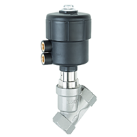 Pneumatic angle seat valve